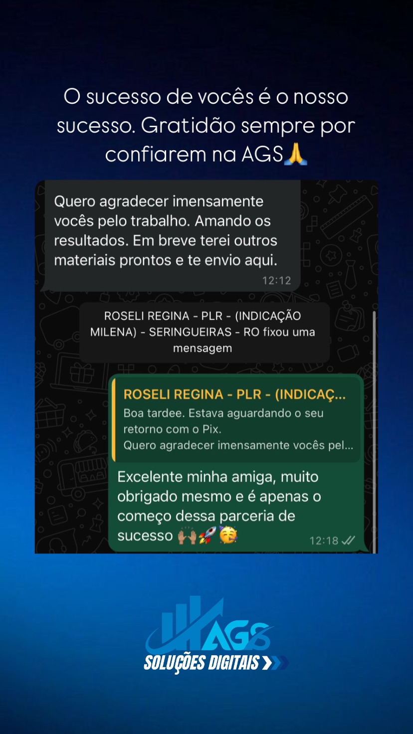 Roseli Regina agradecendo pelos resultados e materiais