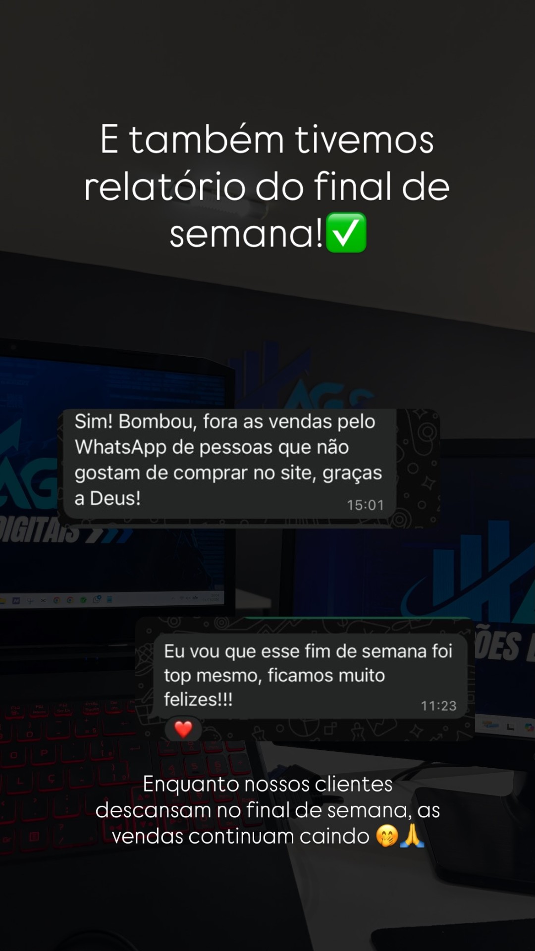 Relatório de fim de semana — Bombou de vendas