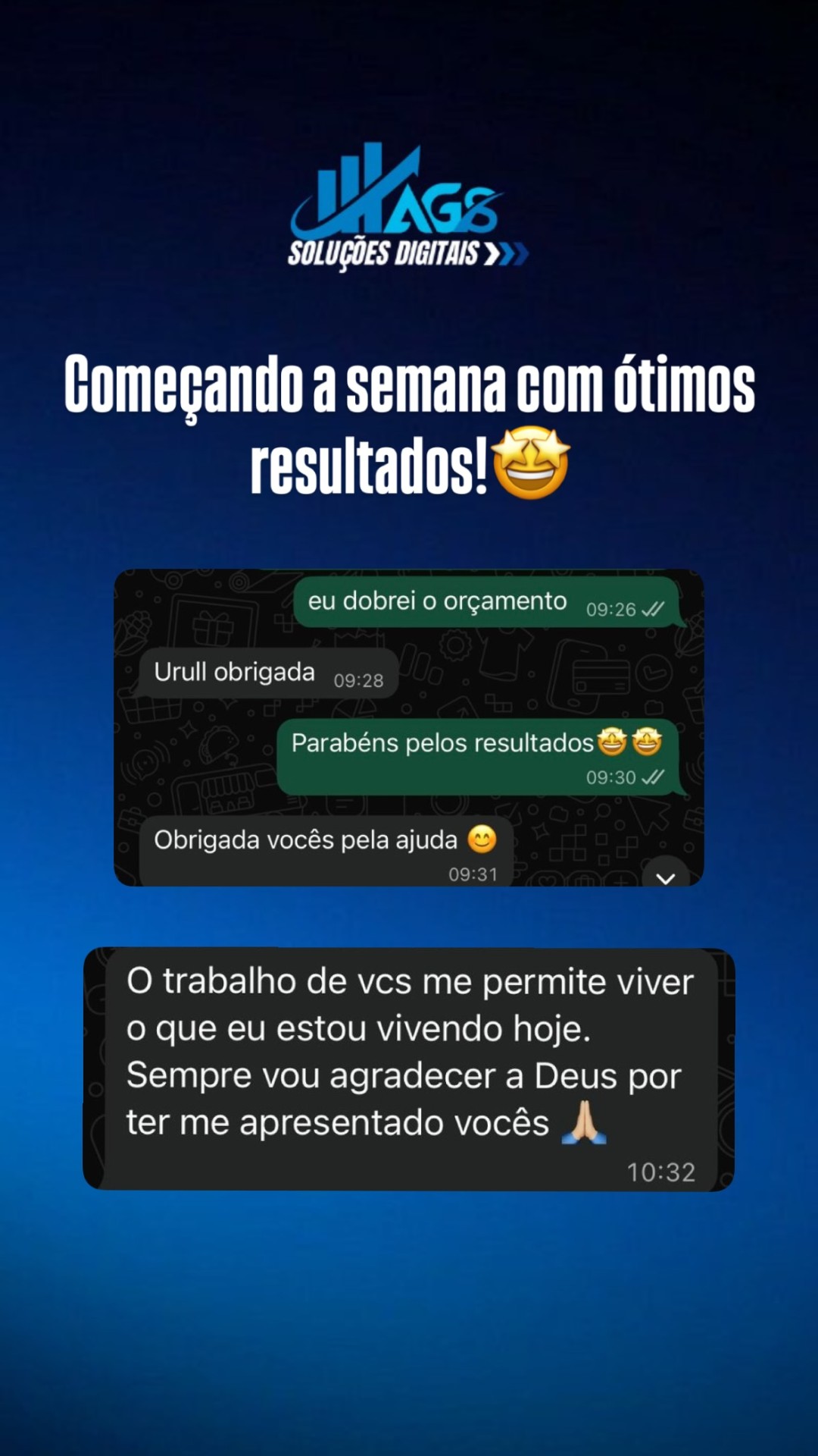Cliente dobrou o orçamento e agradece a AGS
